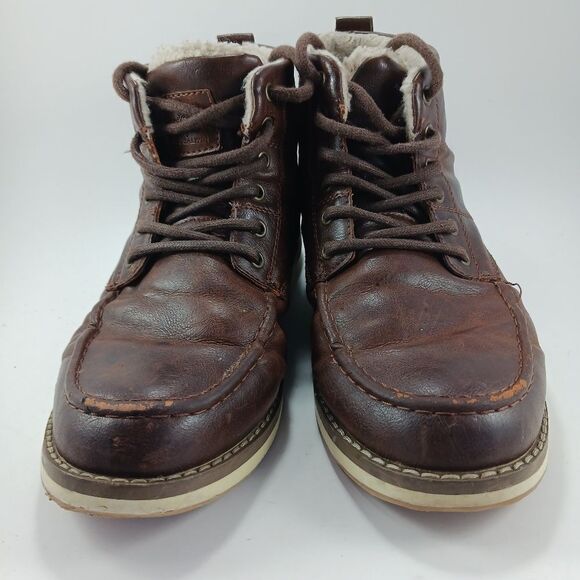 Globalwin Men\'s 9 Brown Leather Mid Ankle Lace up Boot. Faux Fur Lined.......... main image 5